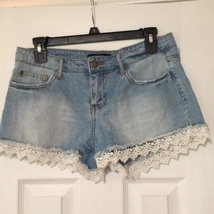 lace blue jean shorts